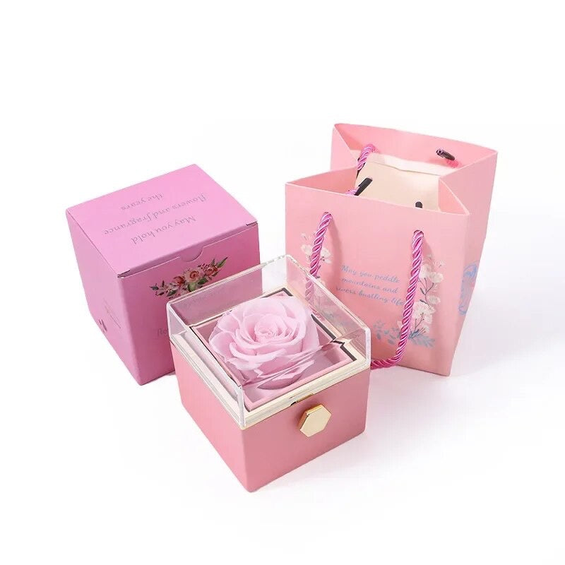 Floral  box ™-Met Gepersonaliseerde Ketting & Echte Roos