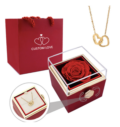 Floral  box ™-Met Gepersonaliseerde Ketting & Echte Roos