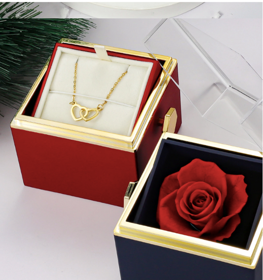 Floral  box ™-Met Gepersonaliseerde Ketting & Echte Roos